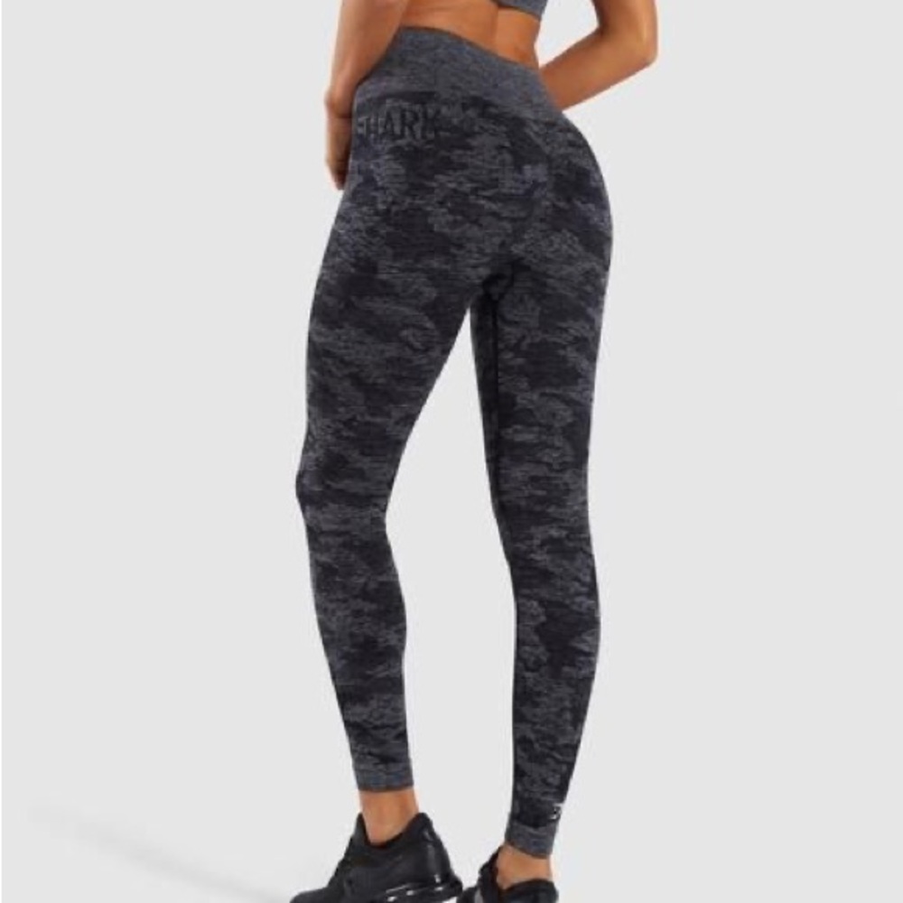 GYMSHARK original black camo rouched leggings